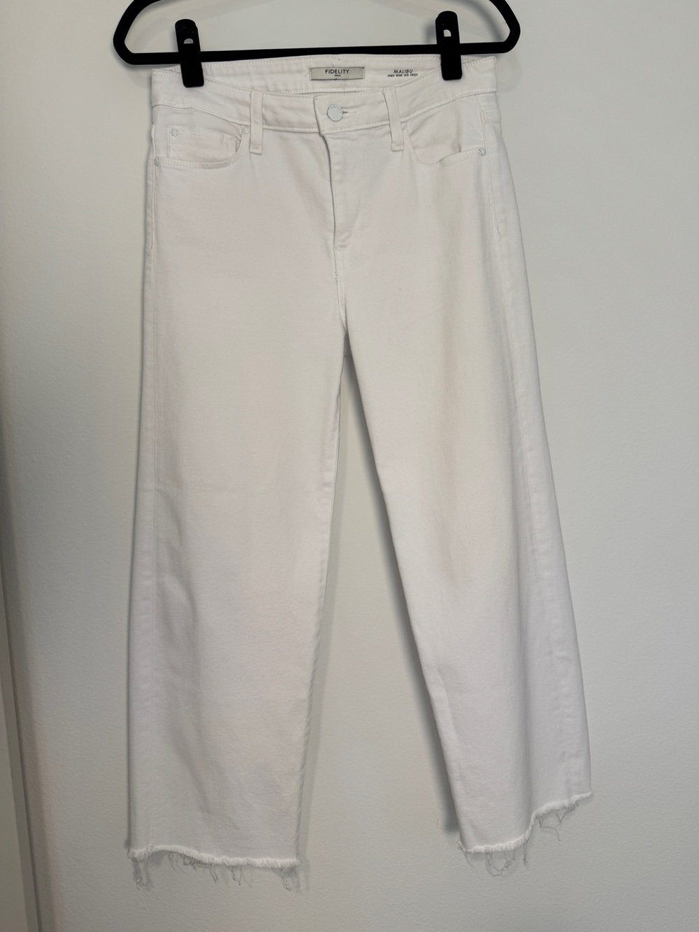 Fidelity Denim White Malibu High Waisted Cropped Wide-Leg Jeans Size 27